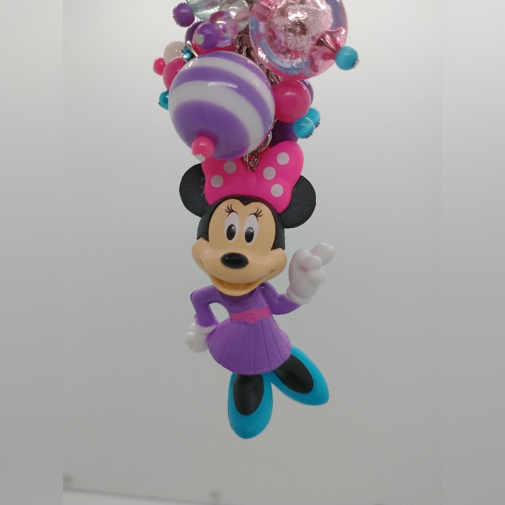 Minnie Mouse Disney Purse Charm Backpack Keychain Handmade OOAK Purple Silver